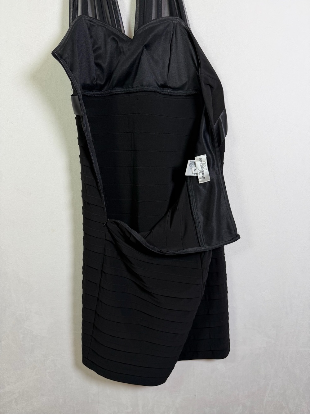 Betsy & Adam Women’s Sz 12 Black Halter Cocktail Dress Rhinestone Empire Waist - Picture 8 of 11